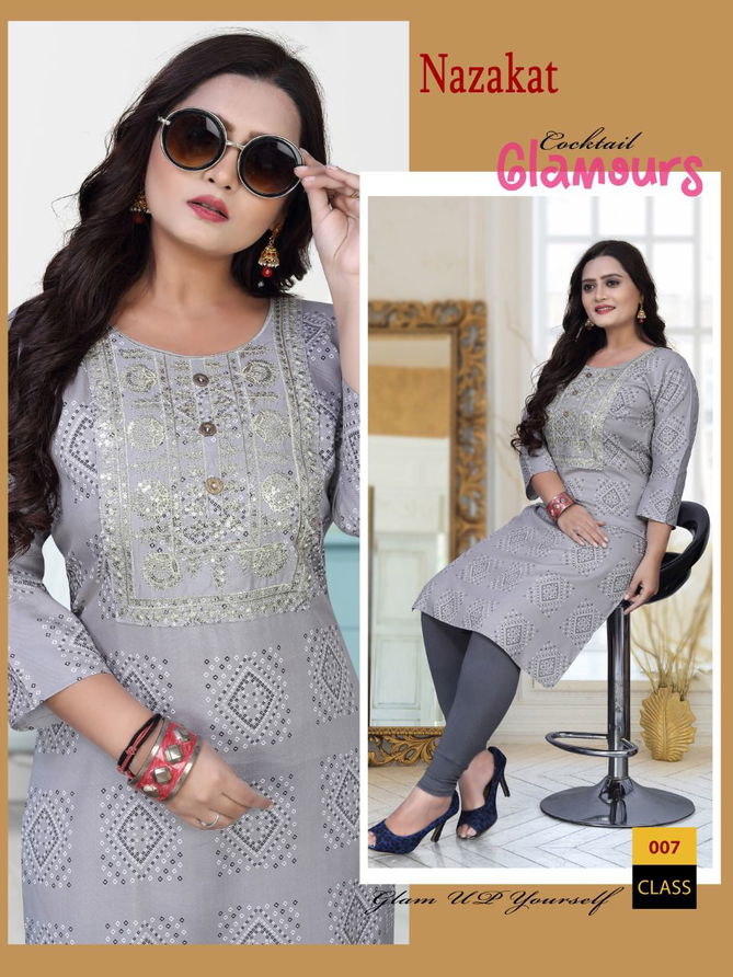 Akhand Jyot Nazakat Regular Wear Rayon Printed Latest Kurti Collection