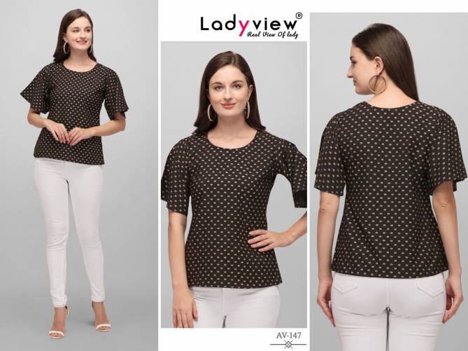 Ladyview Fancy Wear Gold Foil Printed Western Tops Collection