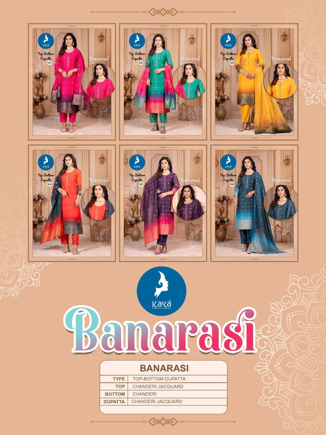 Banarasi By Kaya Chanderi Jacquard Kurti With Bottom Dupatta Wholesale Online