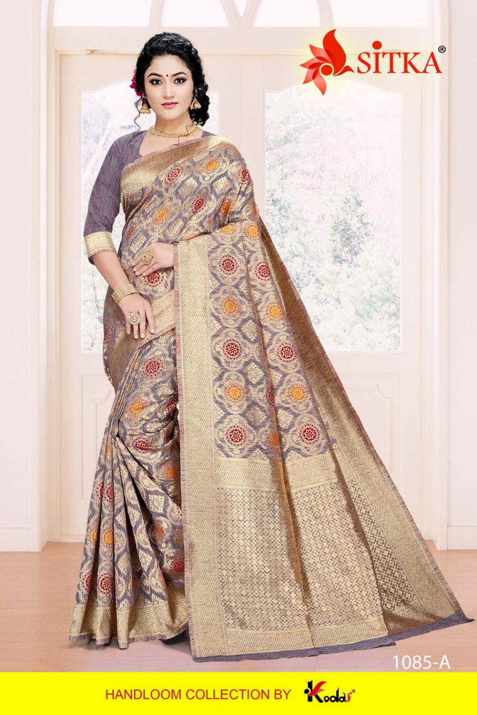 New Girl 1085 New Designer Party Wear Handloom Cotton Silk Saree Collection