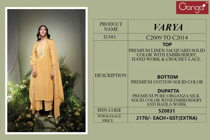 Varya By Ganga Linen Jacquard Designer Dress Material Wholesalers In Delhi