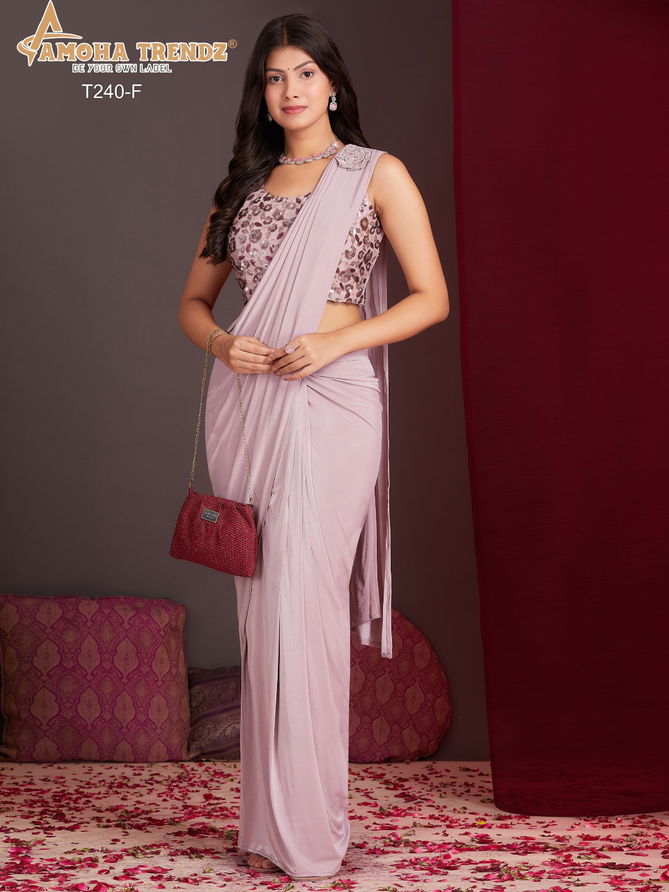 Amoha Trendz T240 Party Wear Readymade Sarees Suppliers In India