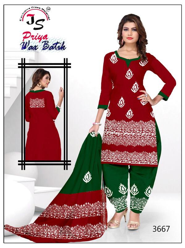 Js Priya Wax Batik Printed Cotton Casual Wear Dress Material Collection
