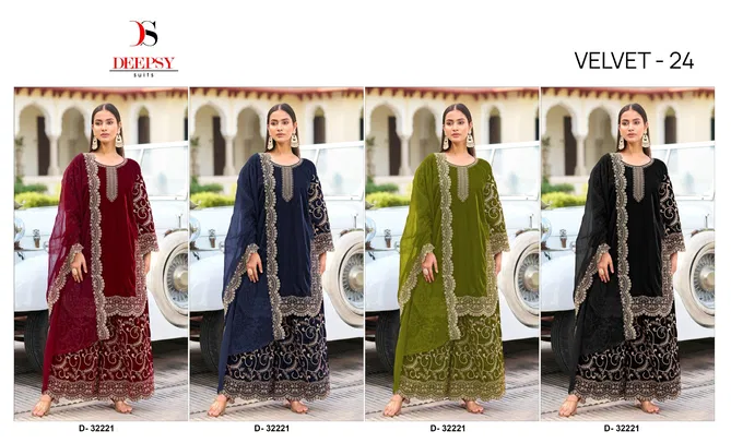 32221 E To H Velvet 24 By Deepsy Suits Velvet Embroidery Pakistani Suits Suppliers In India