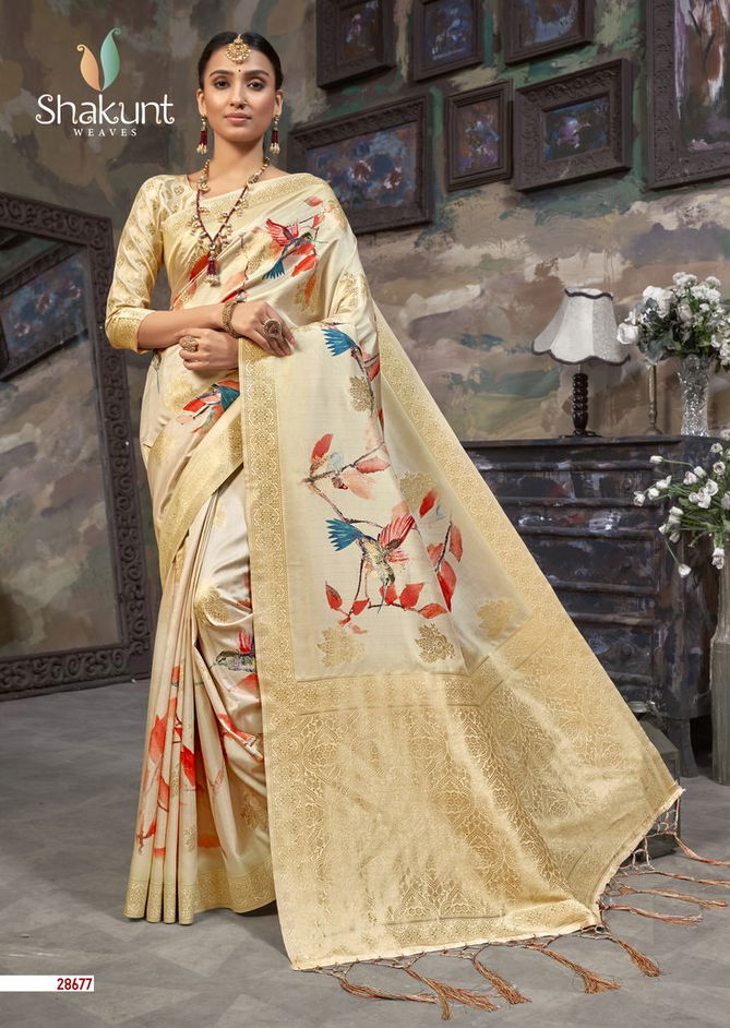 Smaran Silk Latest Fancy Designer Festive Wear digital print Pure Silk Saree Collection 