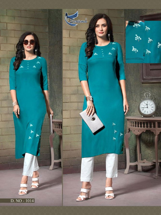 Seriema Remix Heavy Fancy Designer Rayon With Embroidery Casual Daily Wear Kurti Collection
