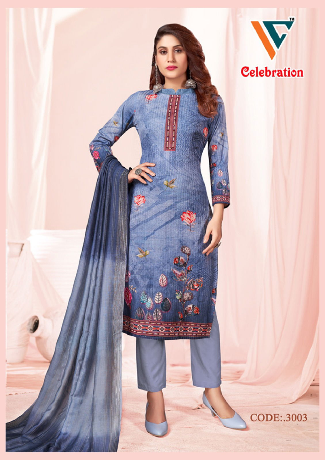 Celebration Vol 3 By Vandana C Digital Printed Squence Dress Material Exporters In India