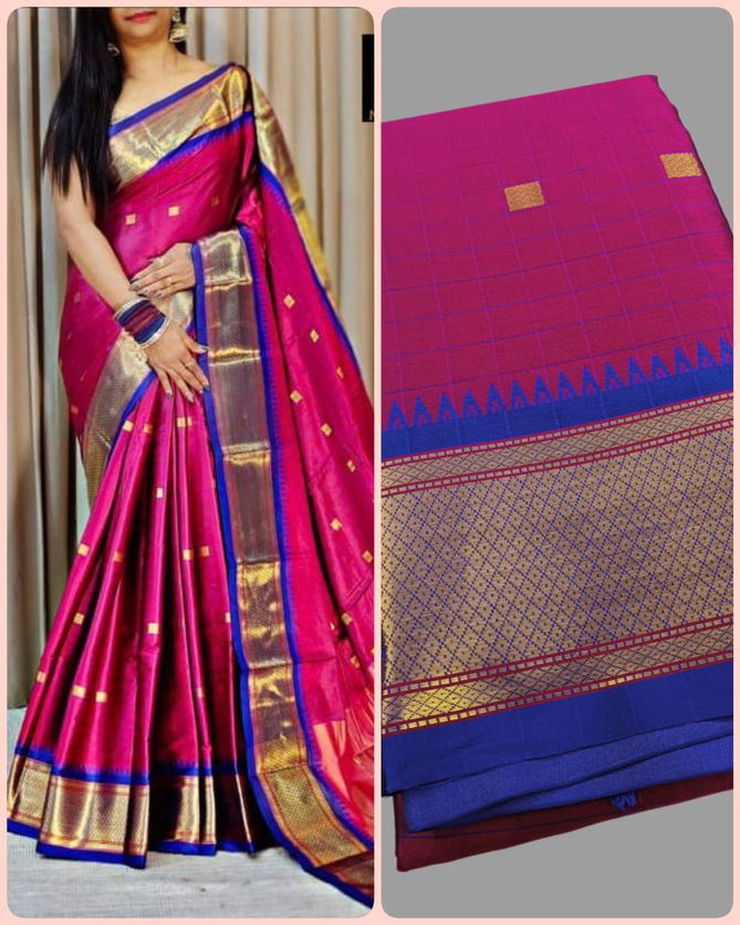 Aab Checks Butti Aura Cotton Silk Saree Manufacturer 