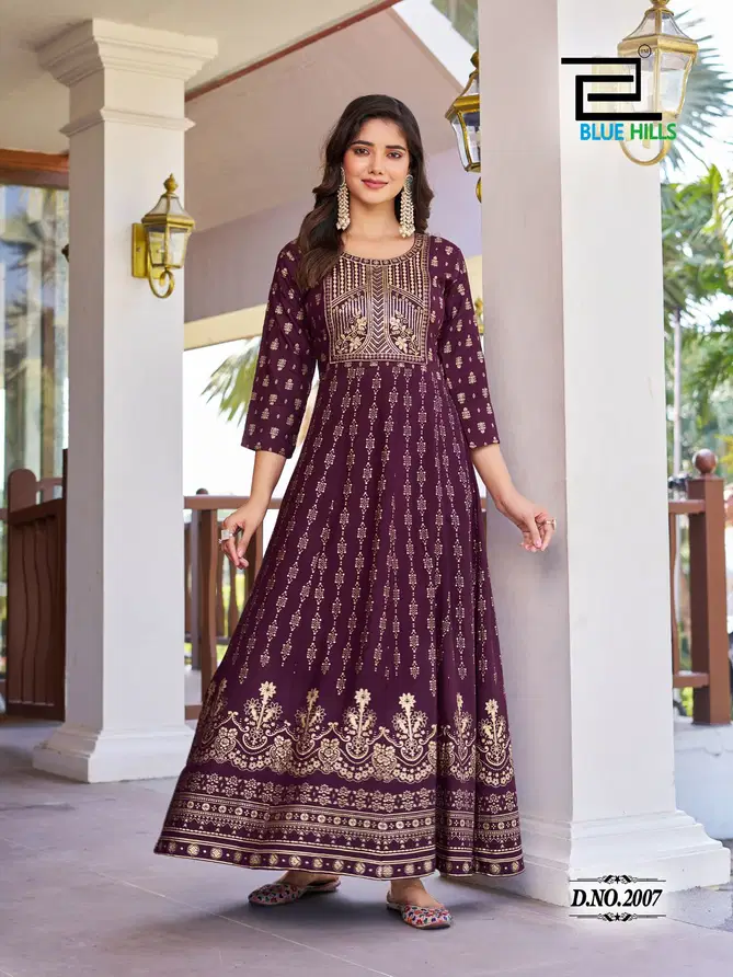 Pushpa 2 By Blue Hills Rayon Anarkali Long Kurti Orders In India