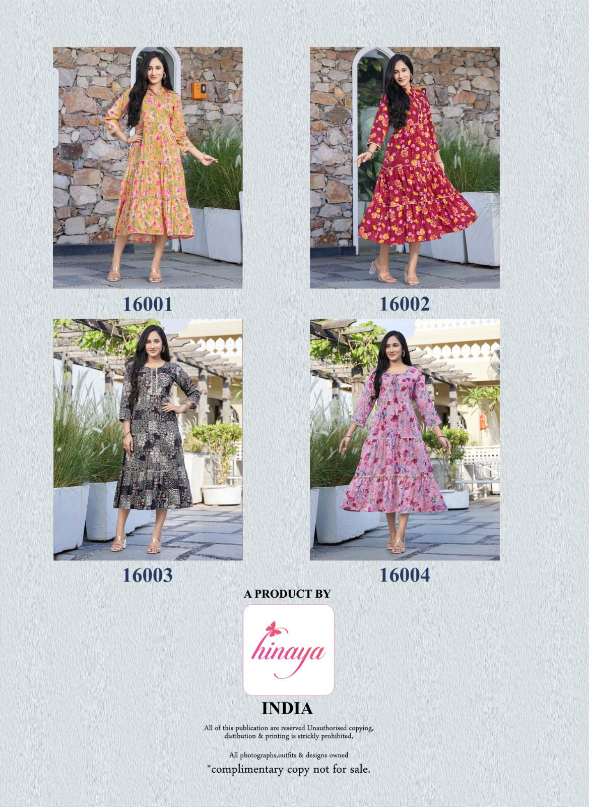 Raashi Vol 16 By Hinaya Rayon Foil Printed Designer Kurtis Wholesalers In Delhi