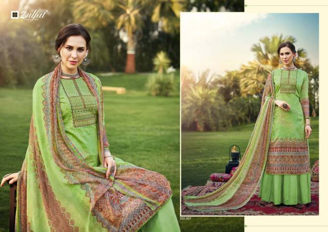 Zulfat Hasrat Pure Latest fancy Designer Casual wear Pure Jam Cotton Digital Style Print with Heavy Fancy Embroidery work Dress Material Collection
