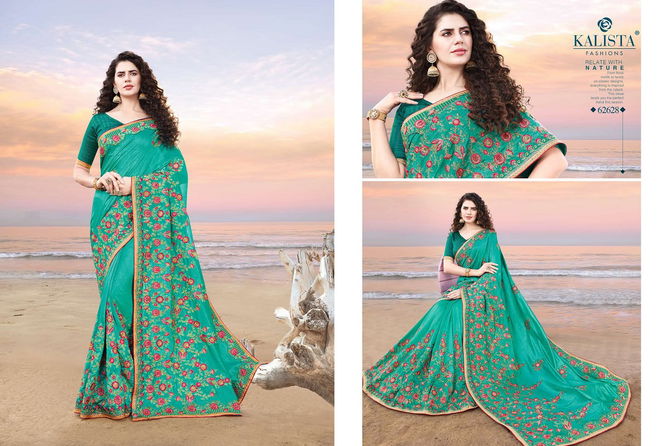 Kalista Meera Latest fancy Designer Festive Wear Heavy vichitra silk Embroidery Worked Sarees Collection