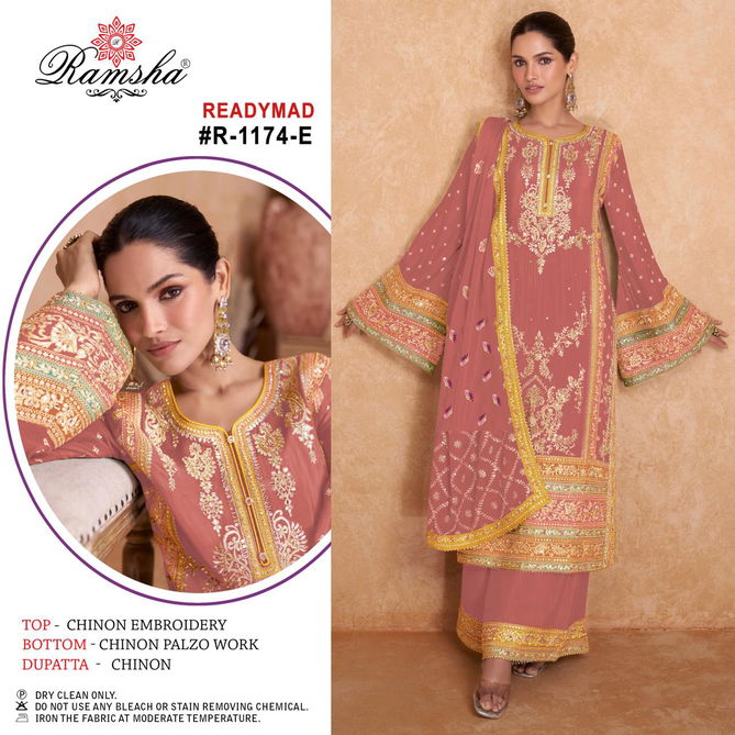 R 1174 Nx By Ramsha Chinon Pakistani Readymade Suits Orders In India