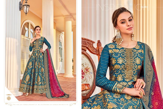 Virasat Sparsh Exclusive Latest Casual Wear Designer Jacquard Weaving Inner With pure Banarasi silk Dupatta New Long Gown Kurtis Collection