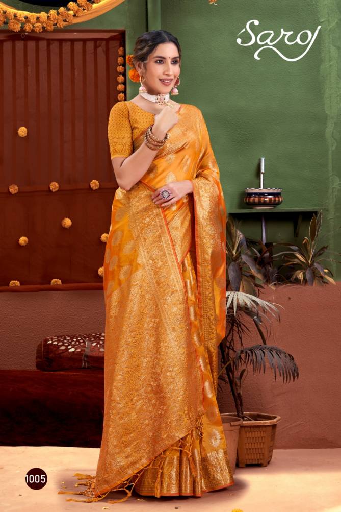 Saroj Manohari Silk Vol 5 Organza Rich Pallu Saree Catalog 