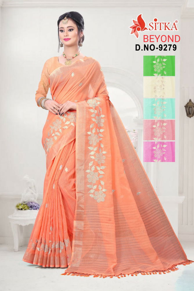 Beyond 9279 Latest Fancy Designer Casual Wear Heavy Embroidery Cotton Sarees Collection
