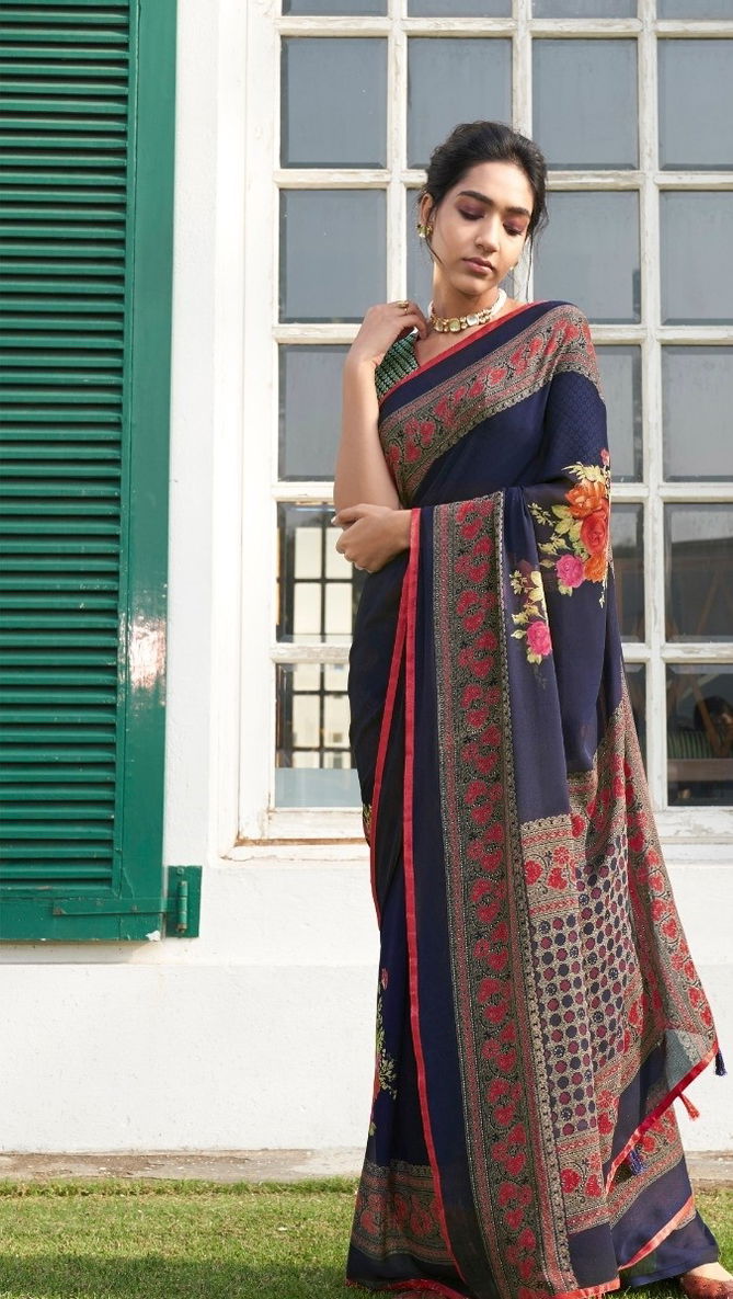 Shangrila Gehna Sober Designer Digital Print Georgette Saree Collections