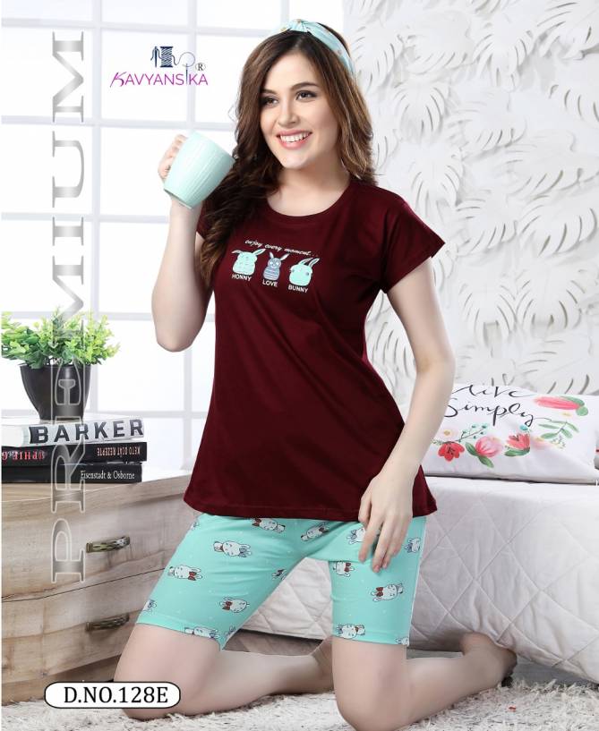 Kavyansika Short Nightsuits 128 Premium Exclusive Comfortable Hosiery With Super Fine Stitching Short Printed Hoisery Cotton Collection
