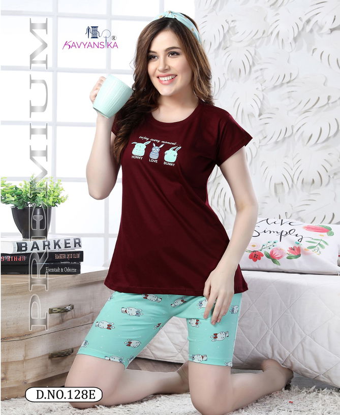 Kavyansika Short Nightsuits 128 Premium Exclusive Comfortable Hosiery With Super Fine Stitching Short Printed Hoisery Cotton Collection
