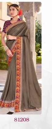 RIGHT WOMEN DESIGNER Latest Fancy wedding Wear Heavy Vichitra With jacquard Lace Saree Collection 