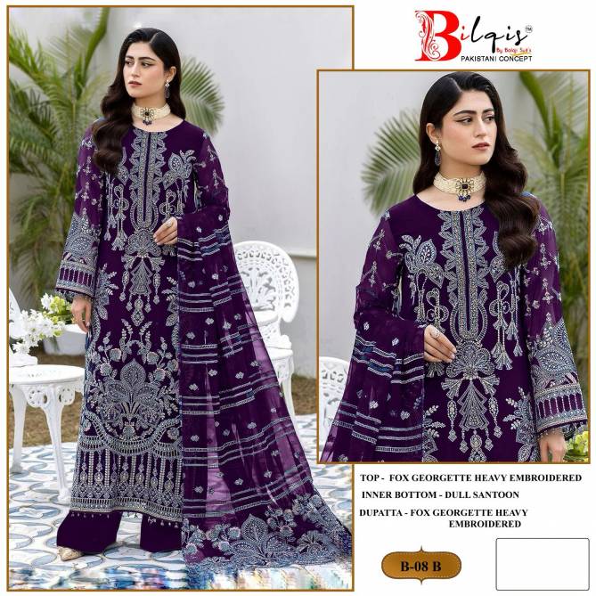 Bilqis B 08 A To D Embroidery Georgette Pakistani Suits Wholesalers In Delhi
