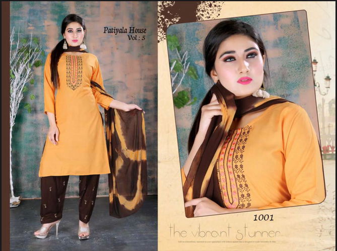 Ft Patiyala House 5 Latest Designer Fancy Festive Wear Rayon Printed Readymade Salwar Suit Collection
