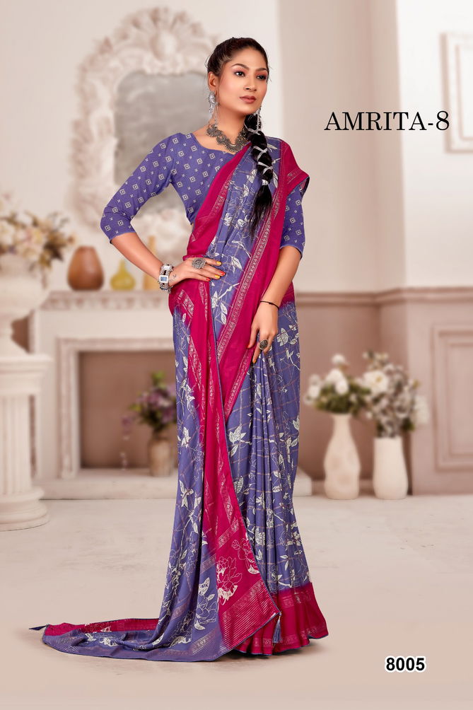 Amrita Vol 8 By Mahamani Creation Heavy Moss Foil Printed Sarees Wholesalers In Delhi