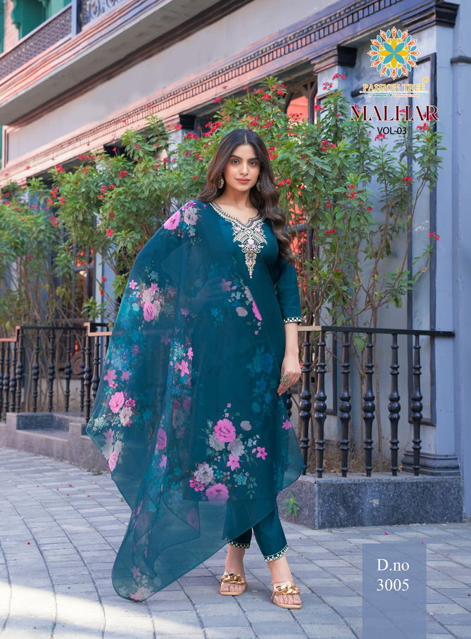 Malhar Vol 3 By Passion Tree Roman Silk Embroidery Readymade Suits Exporters In India