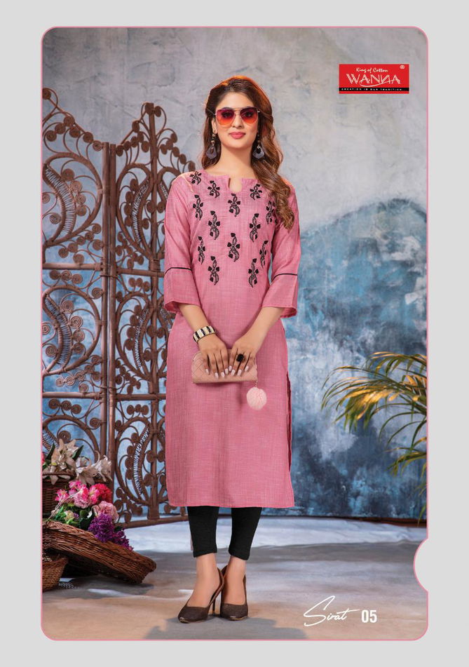 wanna sirat latest designer collection ethnic wear rayon embroidery work straight kurtis 