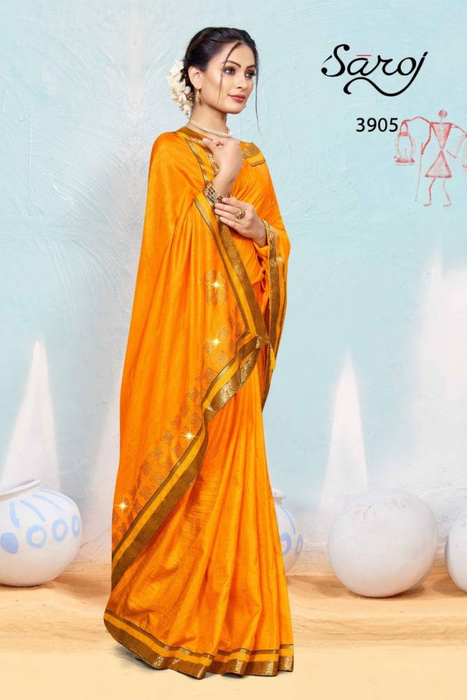 Saroj 5Star Chocolate Combo New Exclusive Wear Vichitra Silk Designer Saree Collection