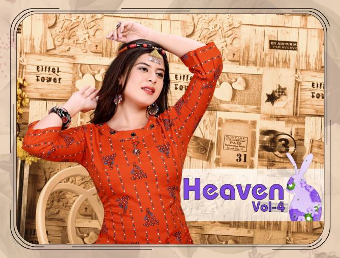 Heaven 4 Casual Regular Wear Rayon Printed Kurti Collection
