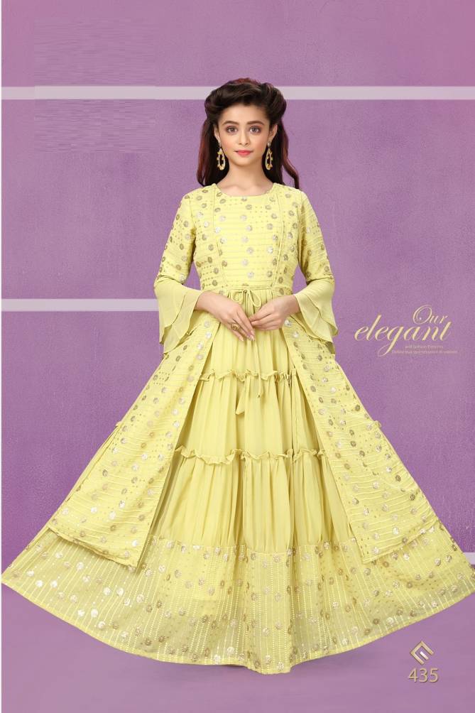 Yellow Flower 435 Stylish Function Wear Wholesale Kids Gown Collection
