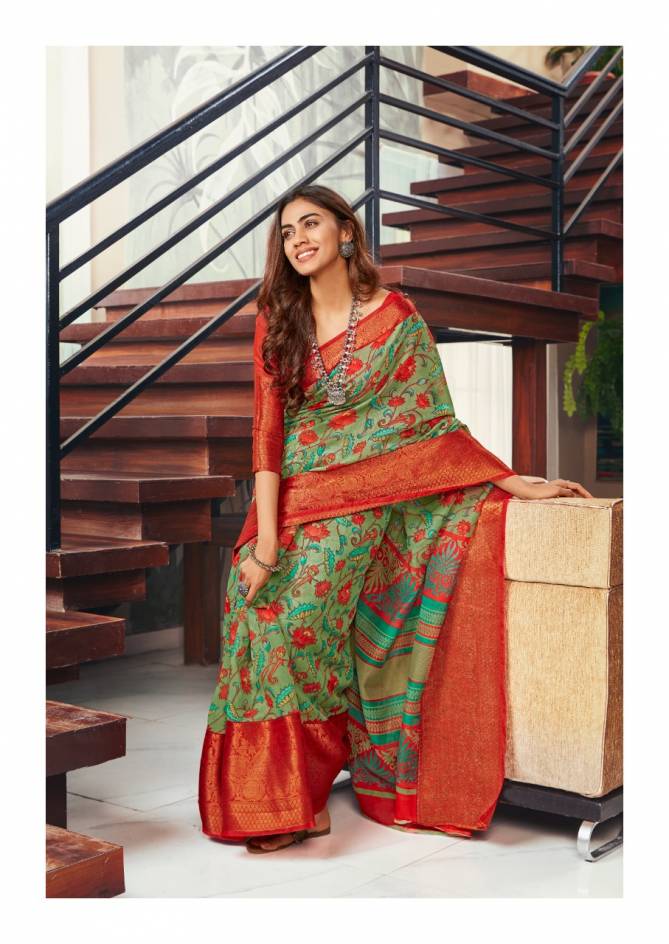 Sr Meera Collection Regular Wear Cotton Weaving Printed Saree Collection