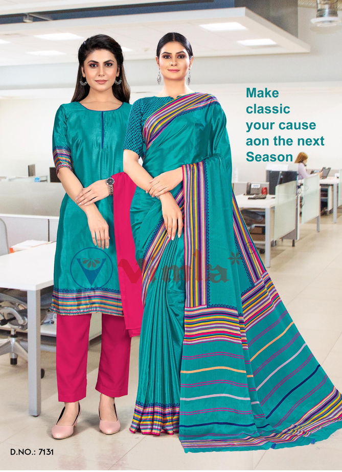 Tapsi Silk Vol 1 Printed Uniform Dress With Saree Combo Catalog
