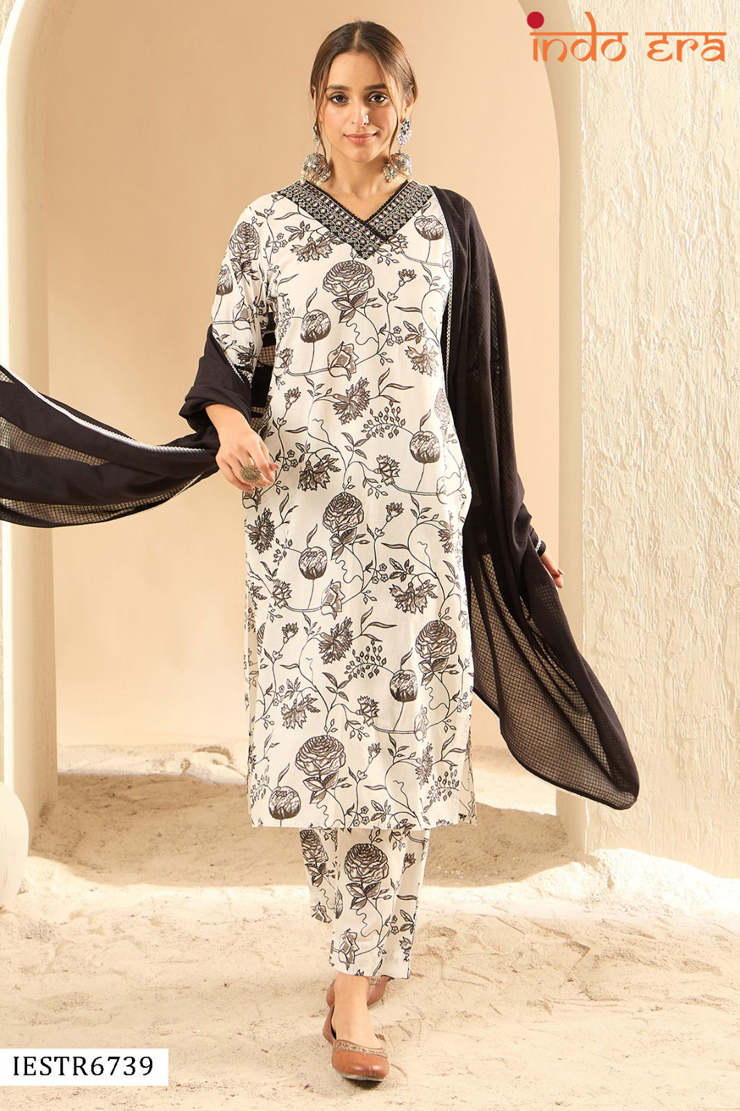 Indo Era 2529 Printed Cotton Kurti With Bottom Dupatta Wholesale Online