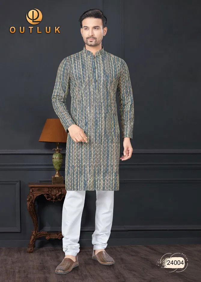 Grey 24004 Outluk Wedding Collection Vol 24 Rayon Mens Kurta Pajama Manufacturers