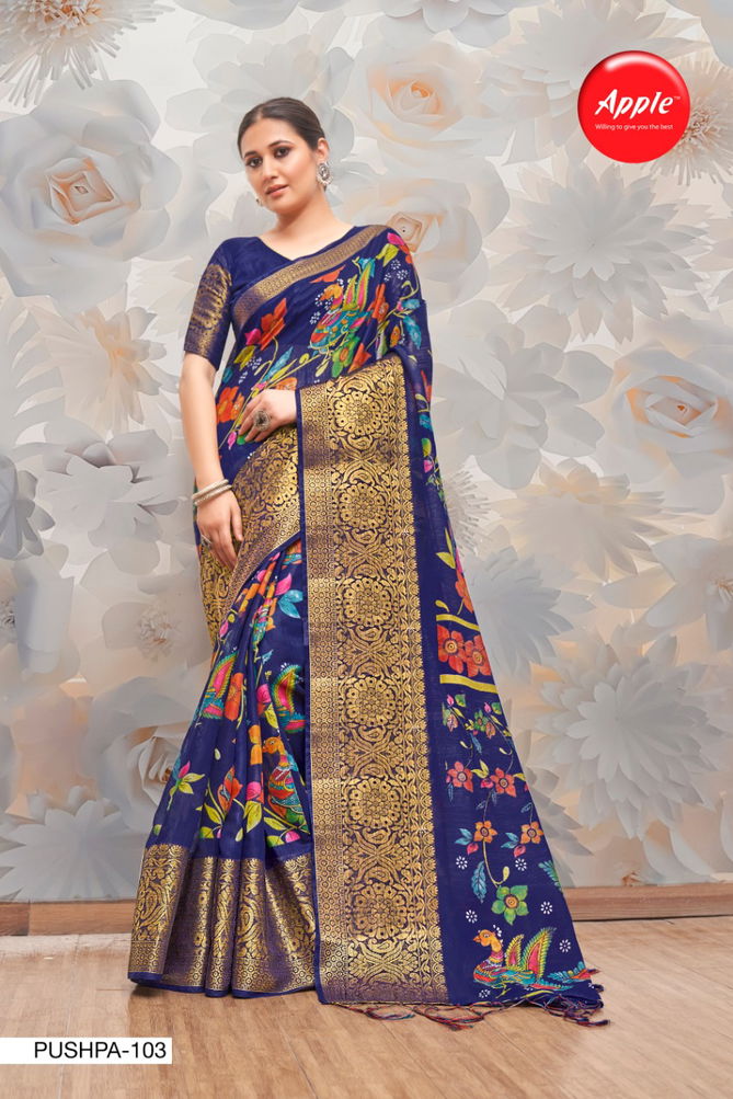 Apple Pushpa 1 New Exclusive Wear Cotton Silk Latest Saree Collection