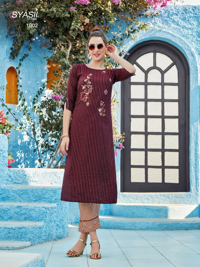 Syasii Fashion Glamour Latest Fancy Designer Viscose Rayon Kurti With Bottom Collection
