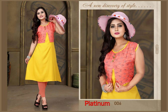 Trendy Aagya Platinum 1 latest Fancy Ethnic Wear Designer Rayon Kurtis Collection