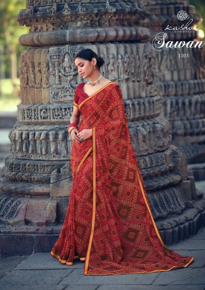 Kashvi Sawan Silk Casual Wear Printed Designer Saree Collection

