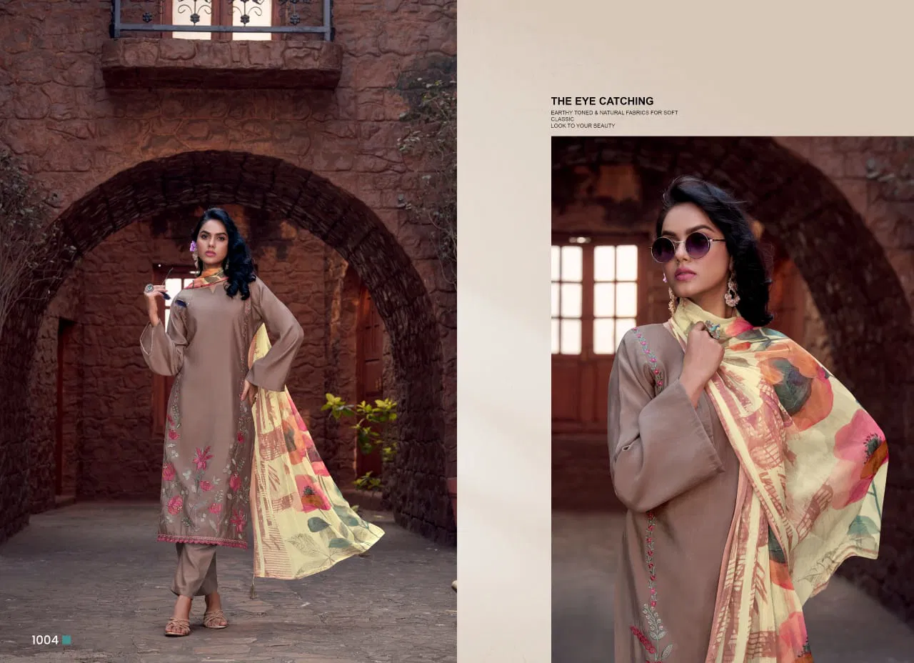 Shahnoor By Saffron Roman Silk Embroidery Salwar Kameez Exporters In India