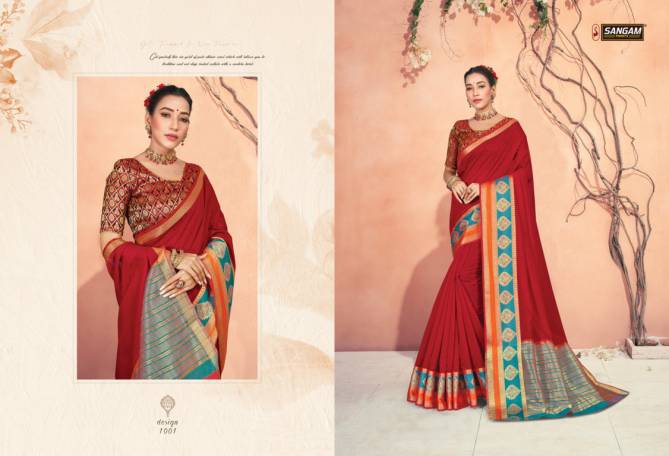 Sangam Cuttacki Cotton Printed Festive Wear Designer Handloom Sarees Collection

