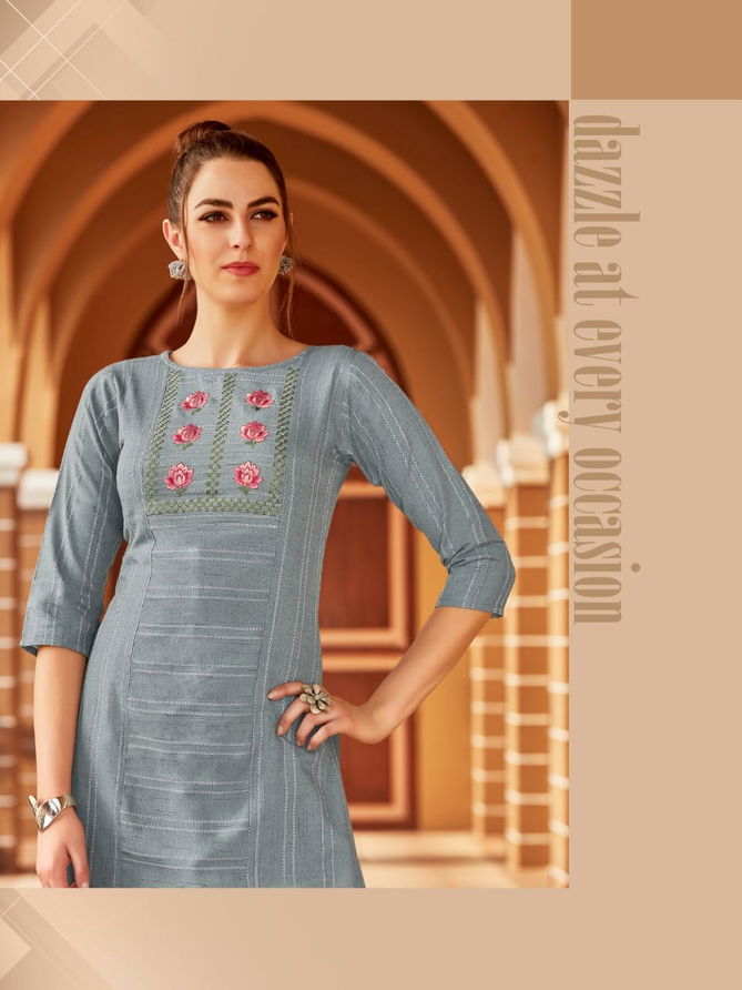 Syasii Matic Fancy Party Wear Cotton Embroidery Latest Designer Kurtis Collection
