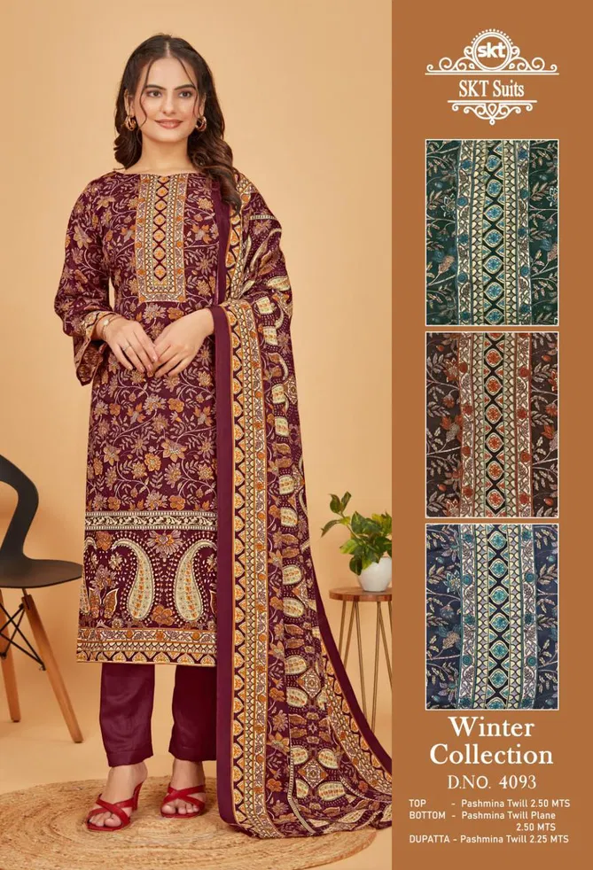 Winter Collection 4093 By Sk Pashmina Printed Dress Material Orders In India