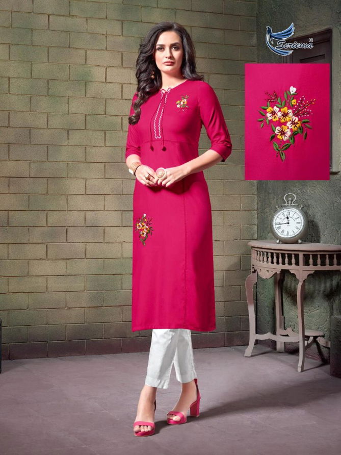 Seriema Remix Heavy Fancy Designer Rayon With Embroidery Casual Daily Wear Kurti Collection
