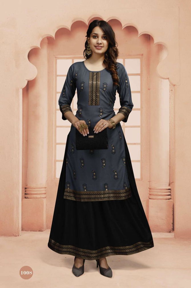 Beauty Queen Kritika 2 Designer Festive Wear Rayon Anarkali Kurti With Bottom Collection