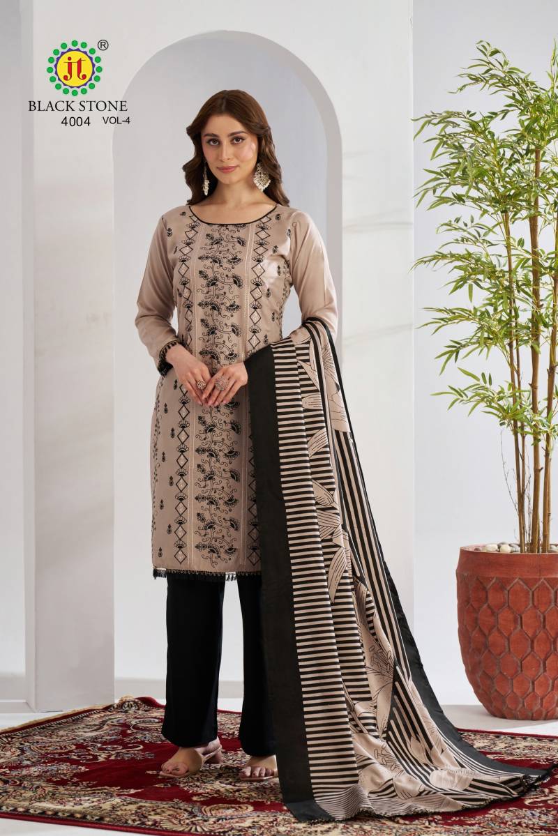 Black Stone Vol 4 By Jt Rayon Embroidery Dress Material Wholesale Market