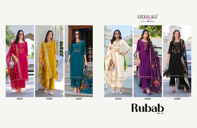 Rubab Vol 2 By Lily And Lali Viscose Embroidery Kurti With Bottom Dupatta Orders In India