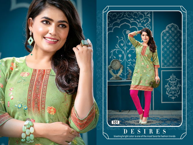 Ft Simran Latest Fancy Designer Ethnic Wear Crepe Printed Kurti With Bottom Collection
