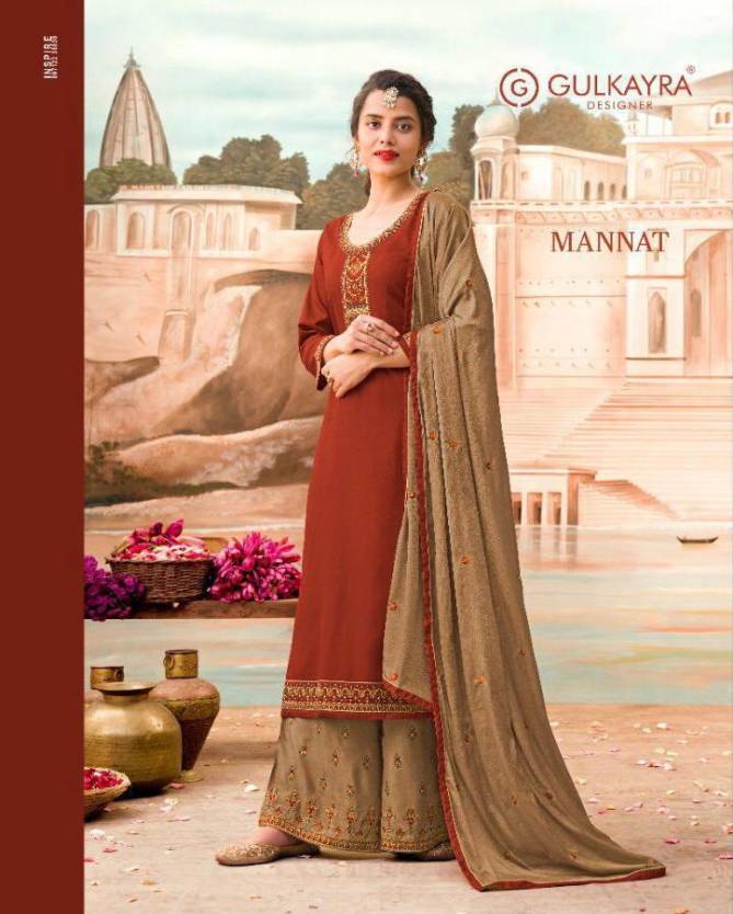 GULKAYRA DESIGNER MANNAT Latest Fancy Designer Festive Wear Jam Silk With Heavy Embroidery With Diamond Salwar Suit Collection